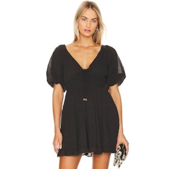 Free People NWT Perfect Day Mini Dress in Black Size XL - Picture 4 of 9
